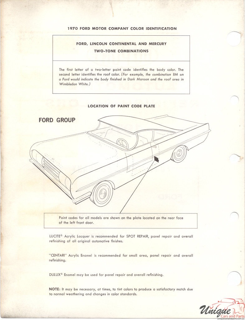1970 Ford Paint Charts DuPont 4